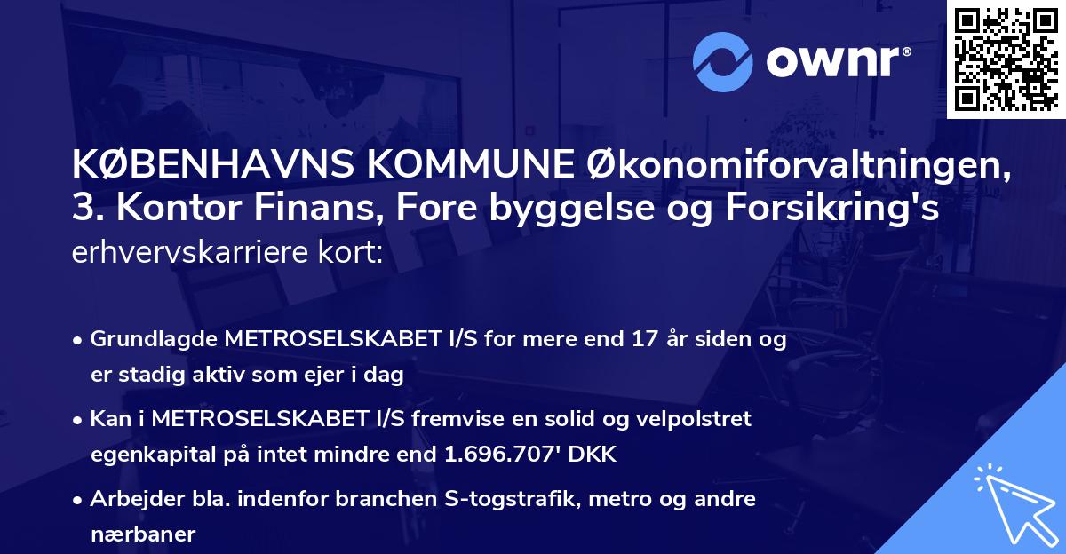 KØBENHAVNS KOMMUNE Økonomiforvaltningen, 3. Kontor Finans, Fore byggelse og Forsikring's erhvervskarriere kort