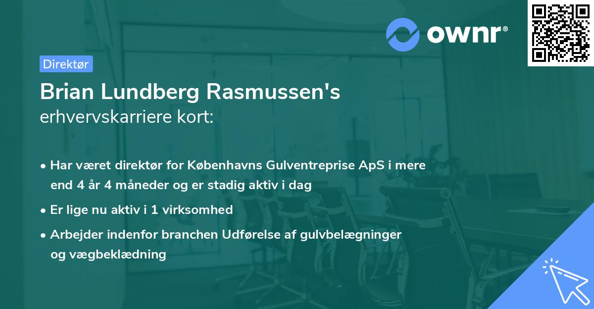 Brian Lundberg Rasmussen's erhvervskarriere kort
