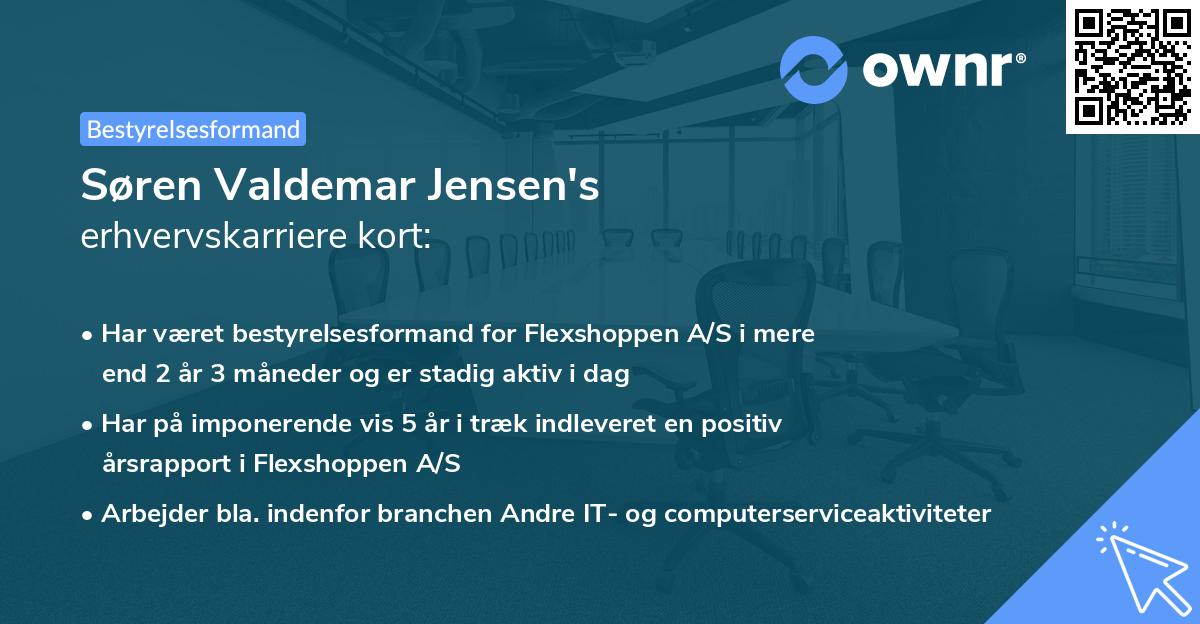 Søren Valdemar Jensen's erhvervskarriere kort
