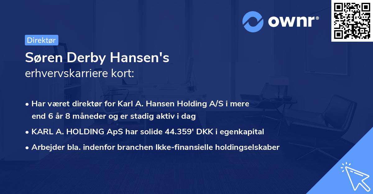 Søren Derby Hansen's erhvervskarriere kort