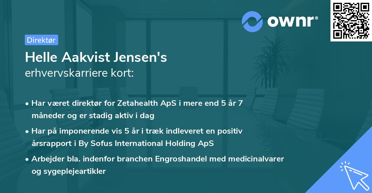 Helle Aakvist Jensen's erhvervskarriere kort