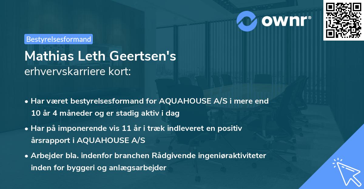 Mathias Leth Geertsen's erhvervskarriere kort