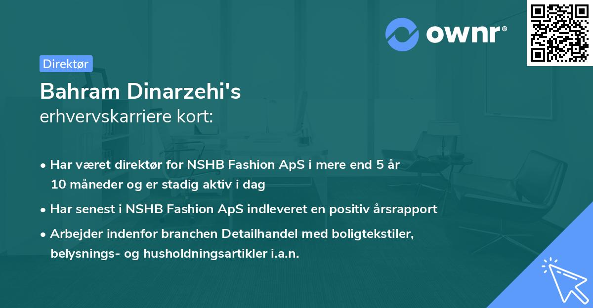 Bahram Dinarzehi's erhvervskarriere kort