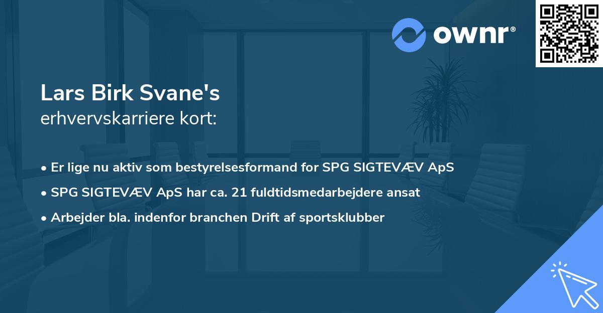Lars Birk Svane's erhvervskarriere kort