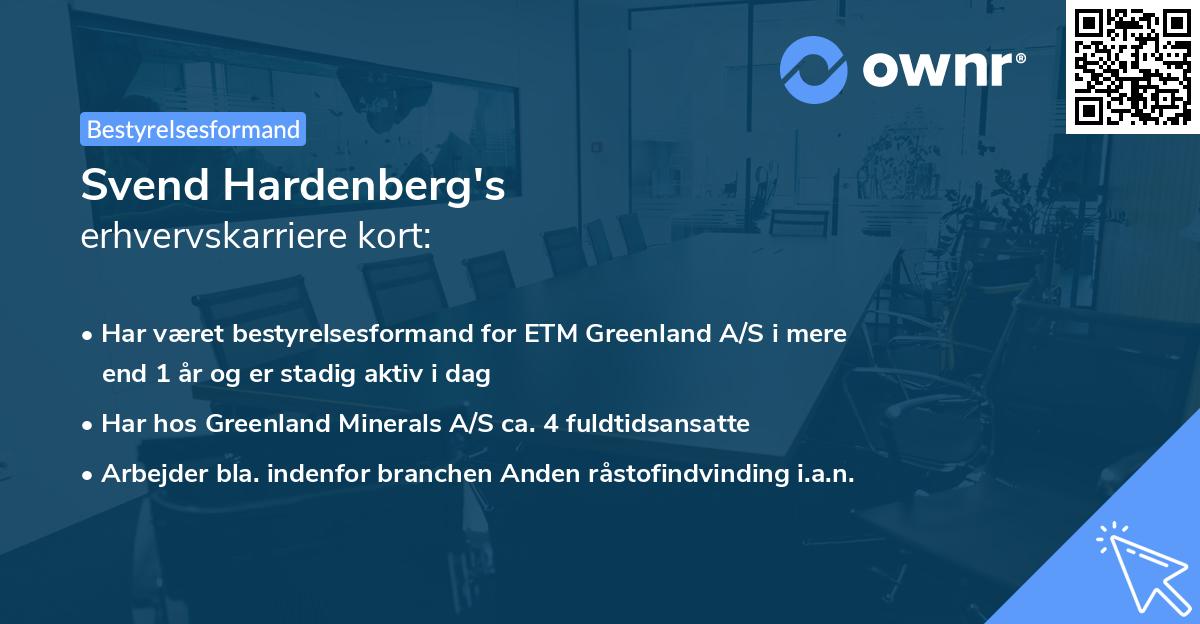 Svend Hardenberg's erhvervskarriere kort