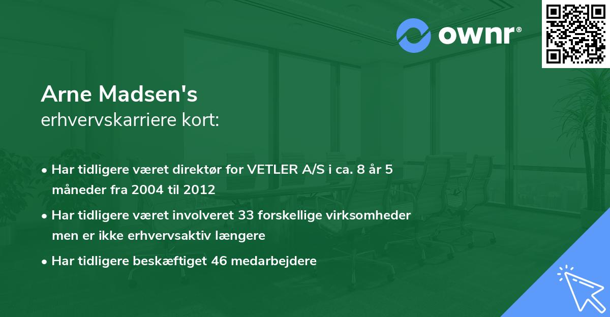 Arne Madsen's erhvervskarriere kort