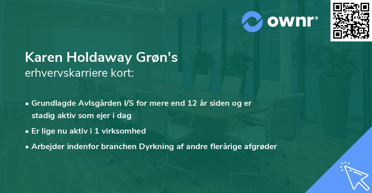 Karen Holdaway Grøn's erhvervskarriere kort