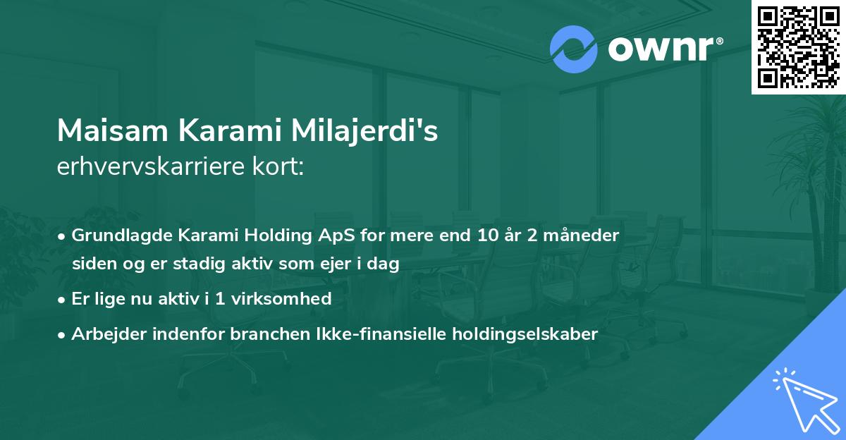 Maisam Karami Milajerdi's erhvervskarriere kort