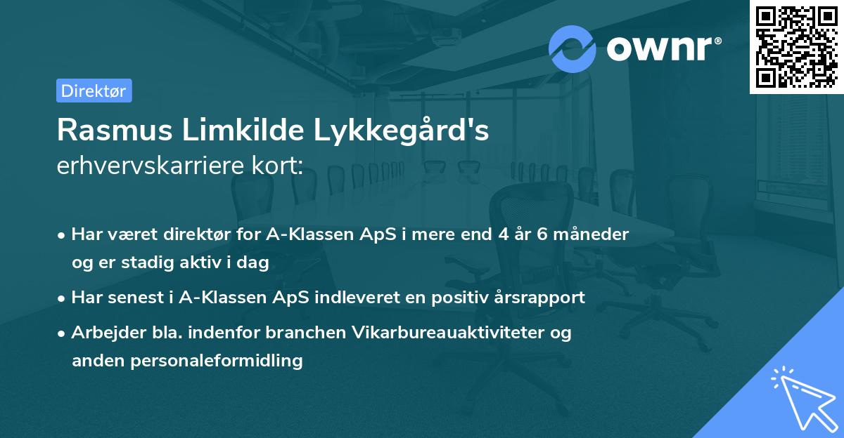 Rasmus Limkilde Lykkegård's erhvervskarriere kort