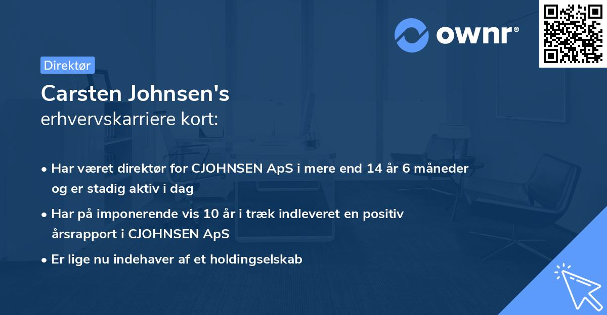 Carsten Johnsen's erhvervskarriere kort