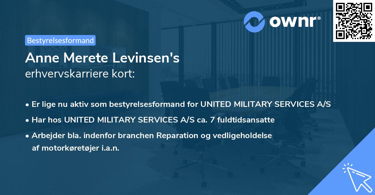 Anne Merete Levinsen's erhvervskarriere kort