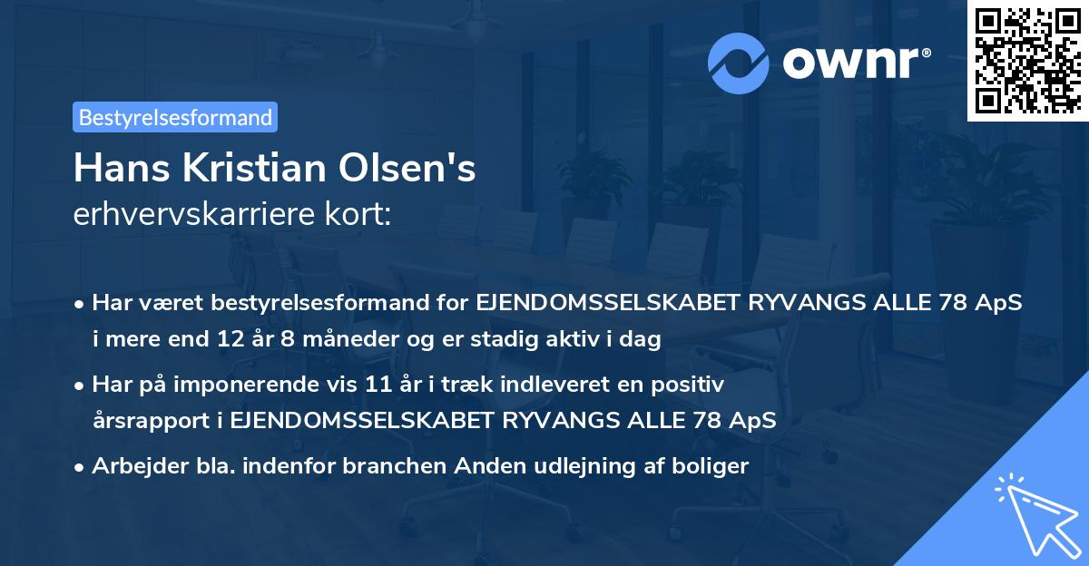Hans Kristian Olsen's erhvervskarriere kort