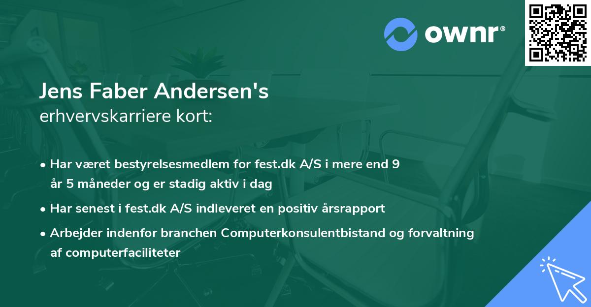 Jens Faber Andersen's erhvervskarriere kort