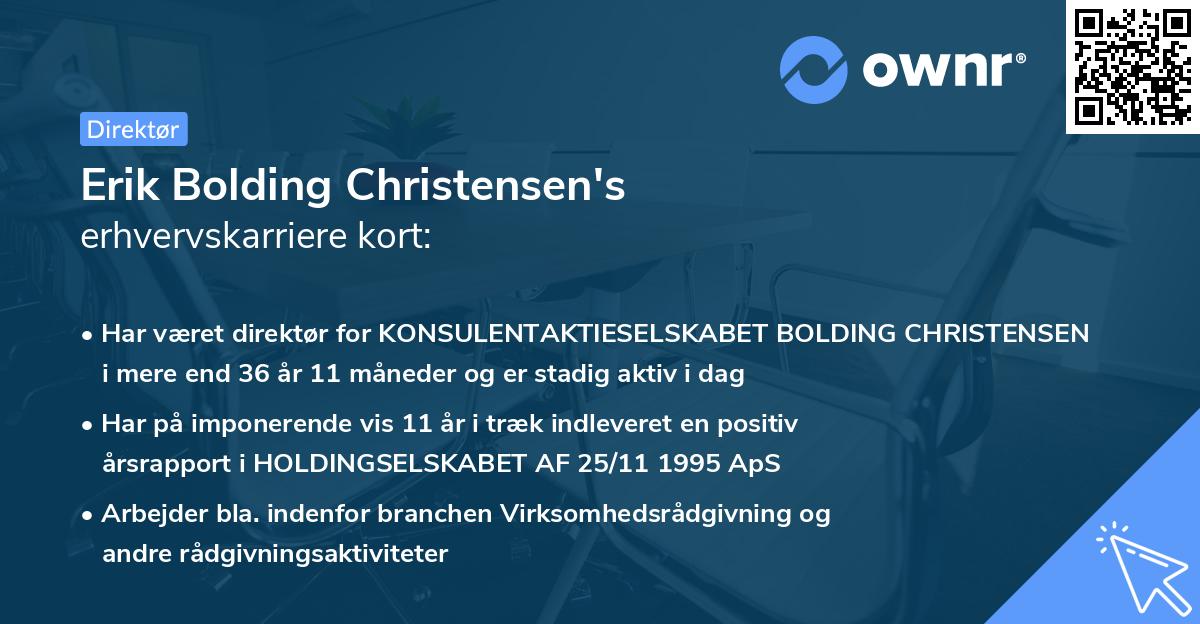 Erik Bolding Christensen's erhvervskarriere kort