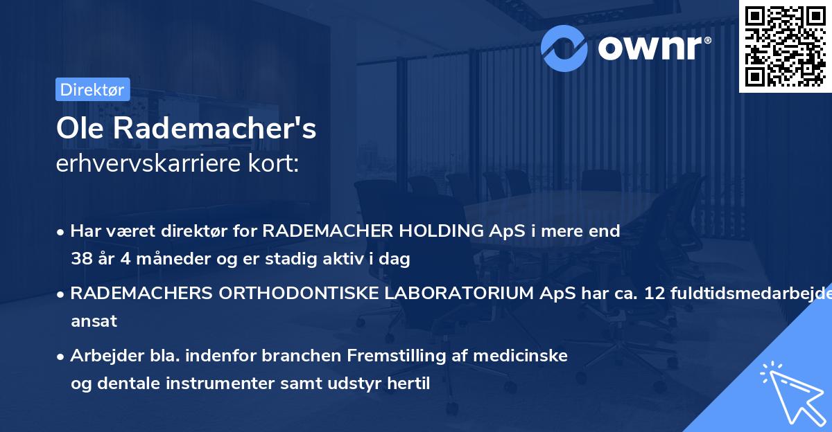 Ole Rademacher's erhvervskarriere kort