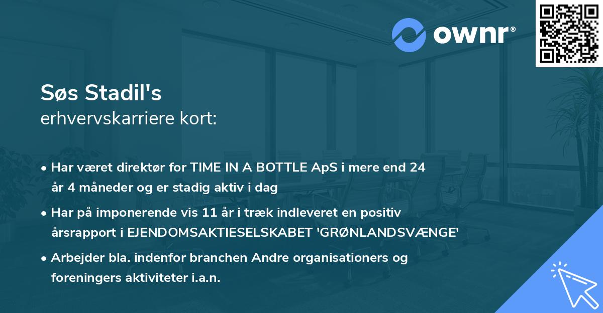 Søs Stadil's erhvervskarriere kort