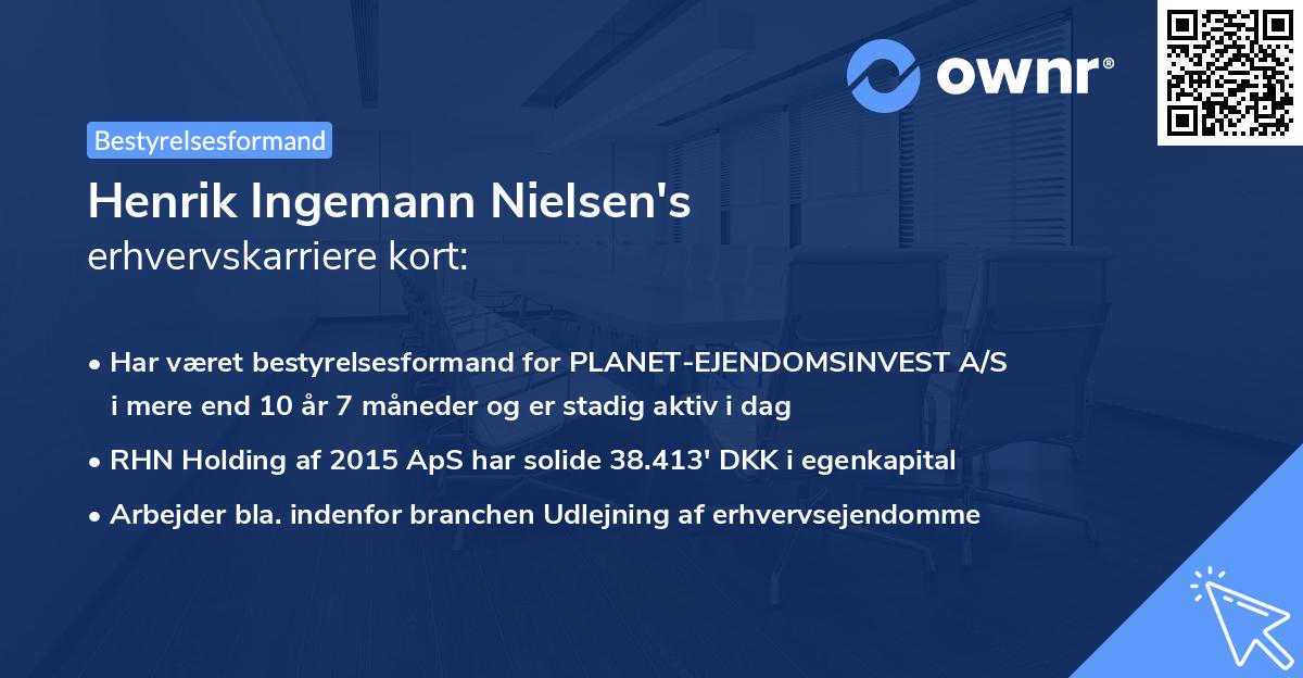 Henrik Ingemann Nielsen's erhvervskarriere kort