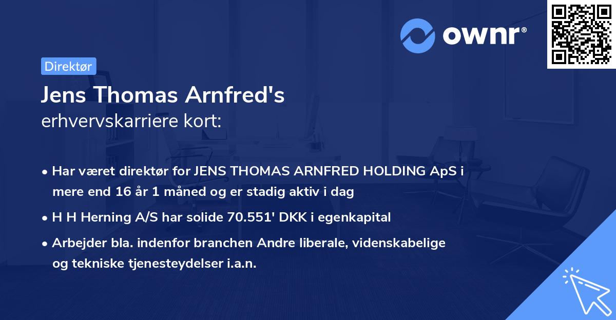 Jens Thomas Arnfred's erhvervskarriere kort