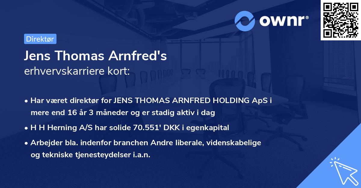 Jens Thomas Arnfred's erhvervskarriere kort