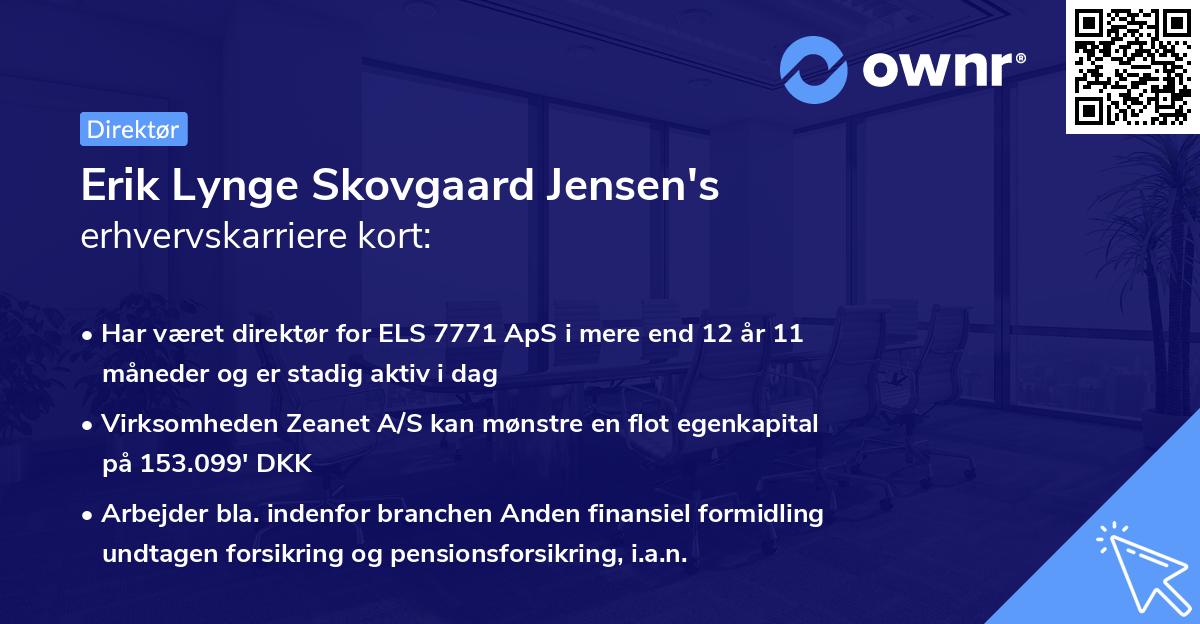 Erik Lynge Skovgaard Jensen's erhvervskarriere kort