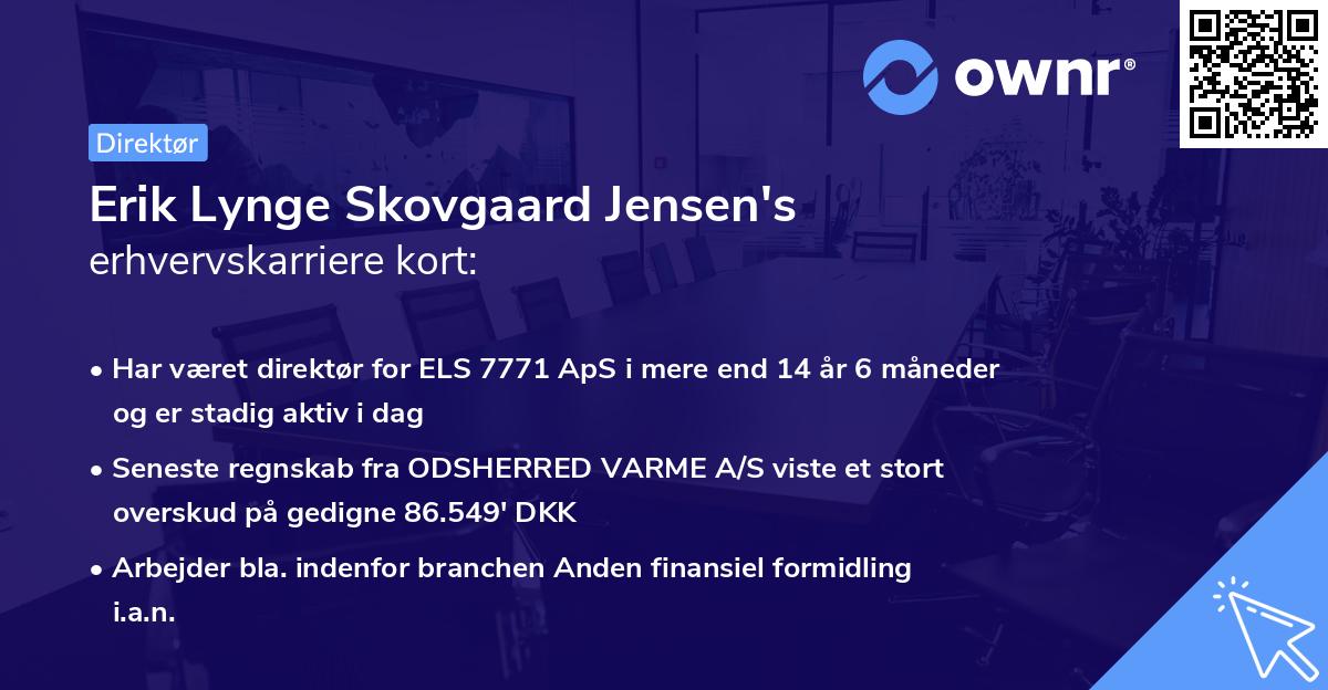 Erik Lynge Skovgaard Jensen's erhvervskarriere kort