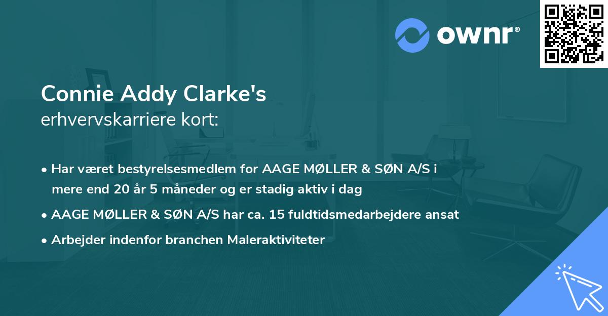 Connie Addy Clarke's erhvervskarriere kort