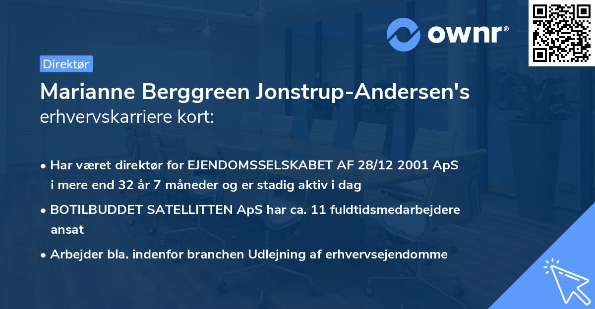 Marianne Berggreen Jonstrup-Andersen's erhvervskarriere kort