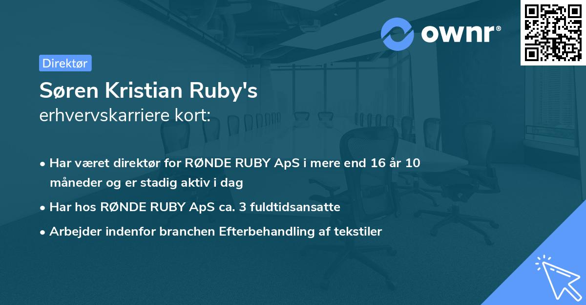 Søren Kristian Ruby's erhvervskarriere kort