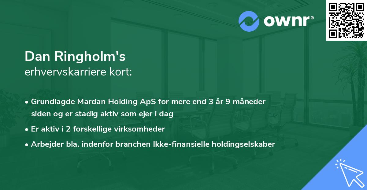 Dan Ringholm's erhvervskarriere kort