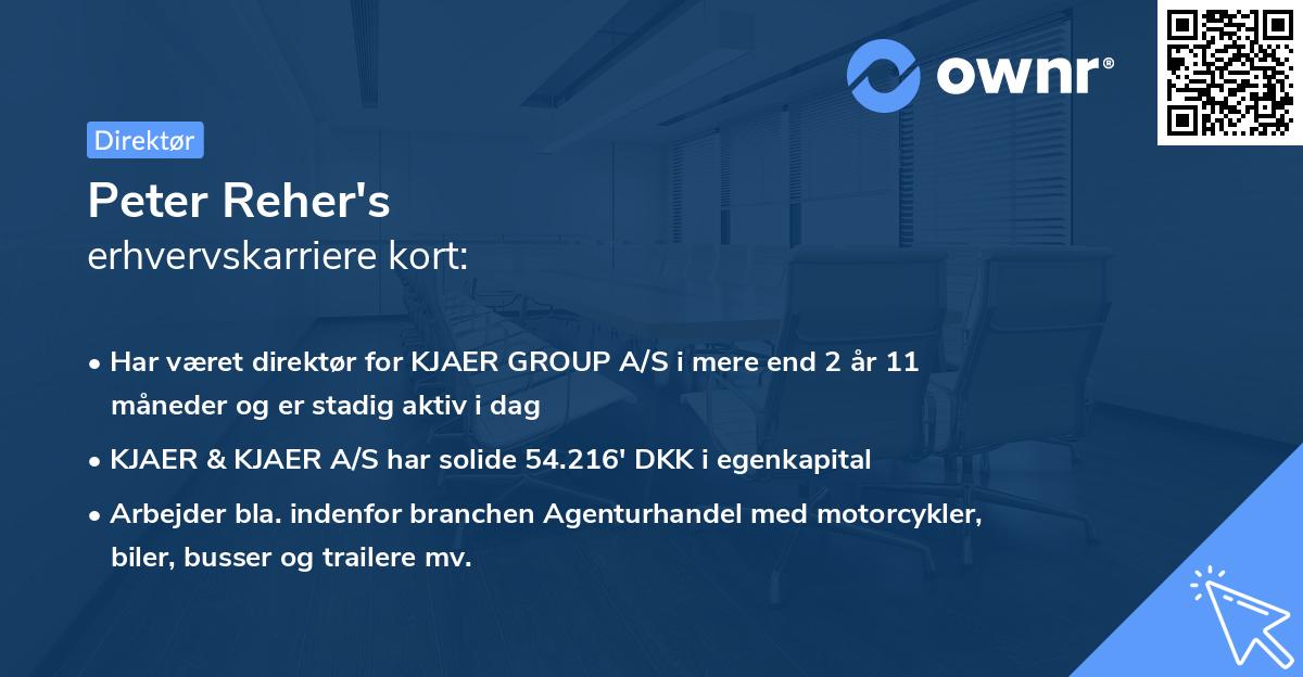 Peter Reher's erhvervskarriere kort