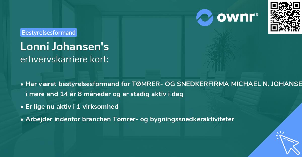 Lonni Johansen's erhvervskarriere kort