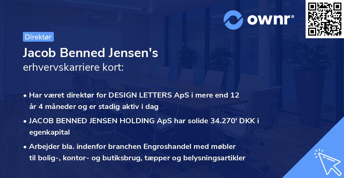 Jacob Benned Jensen's erhvervskarriere kort