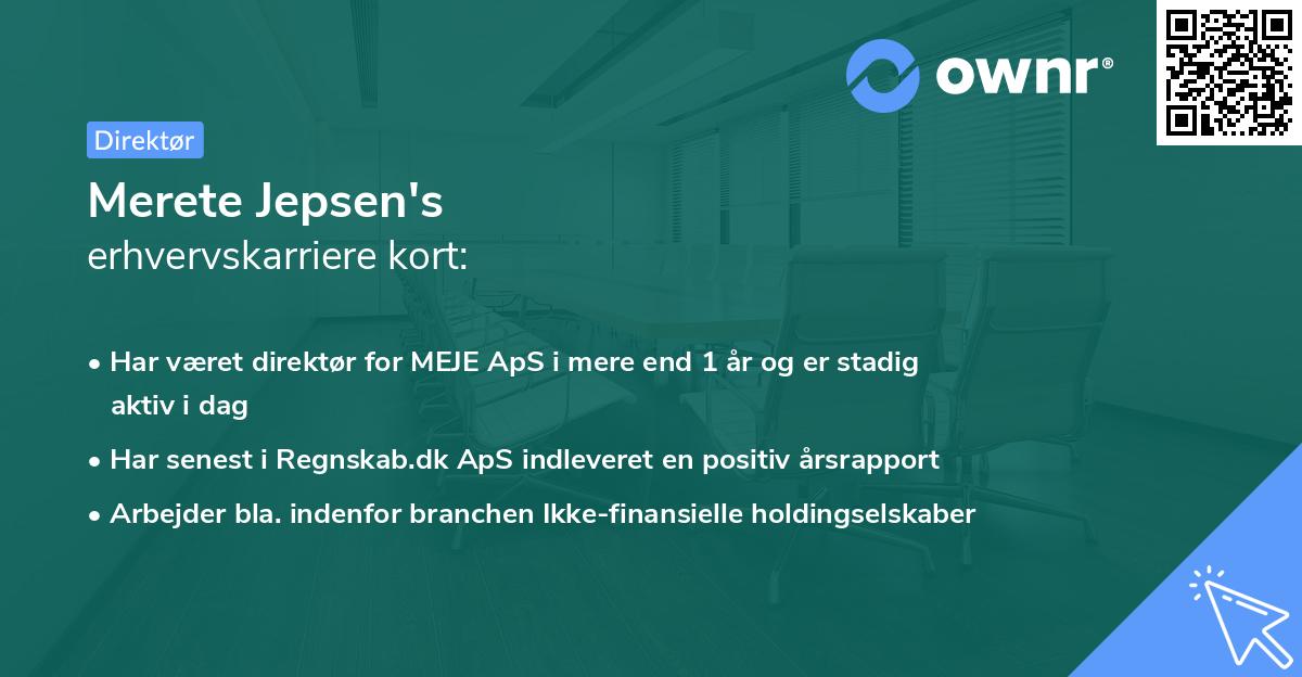 Merete Jepsen's erhvervskarriere kort