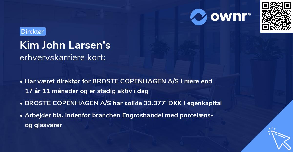 Kim John Larsen's erhvervskarriere kort
