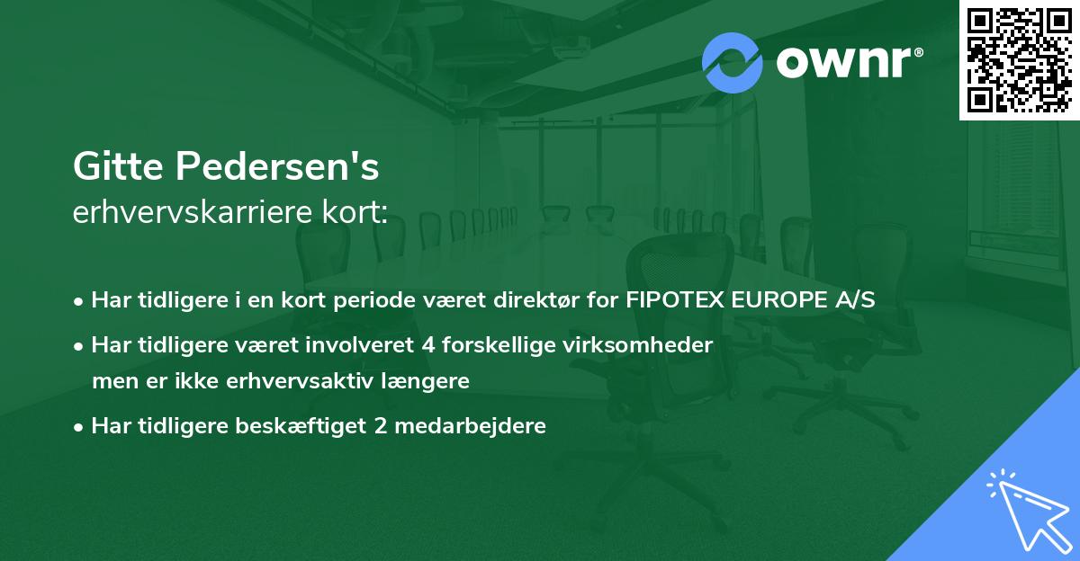 Gitte Pedersen's erhvervskarriere kort