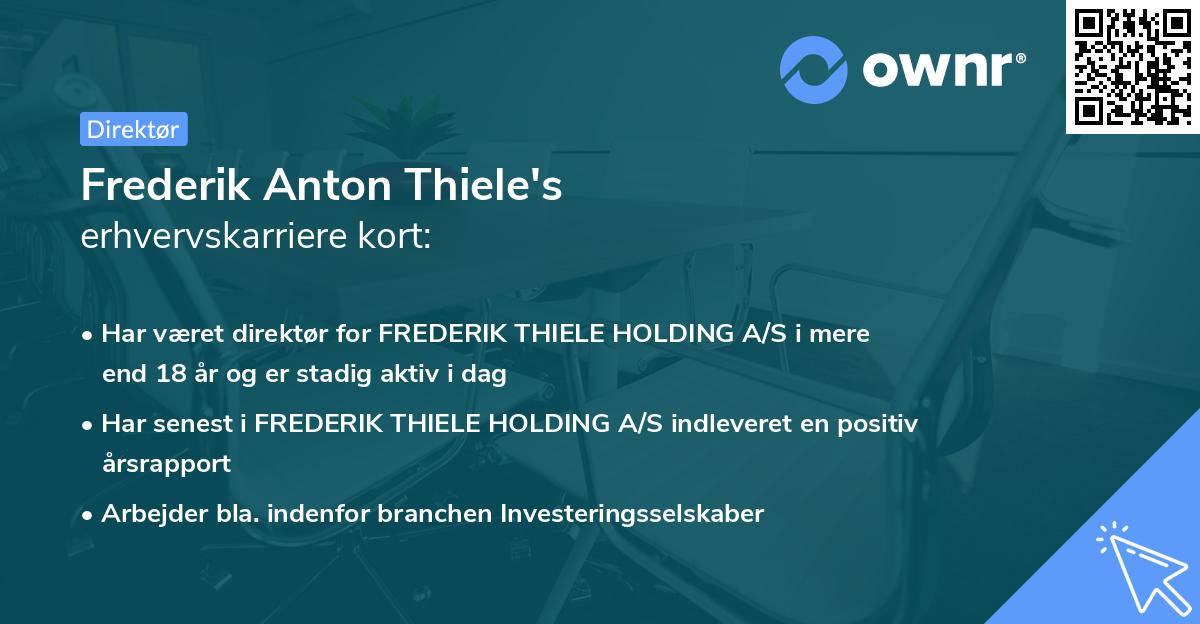 Frederik Anton Thiele's erhvervskarriere kort