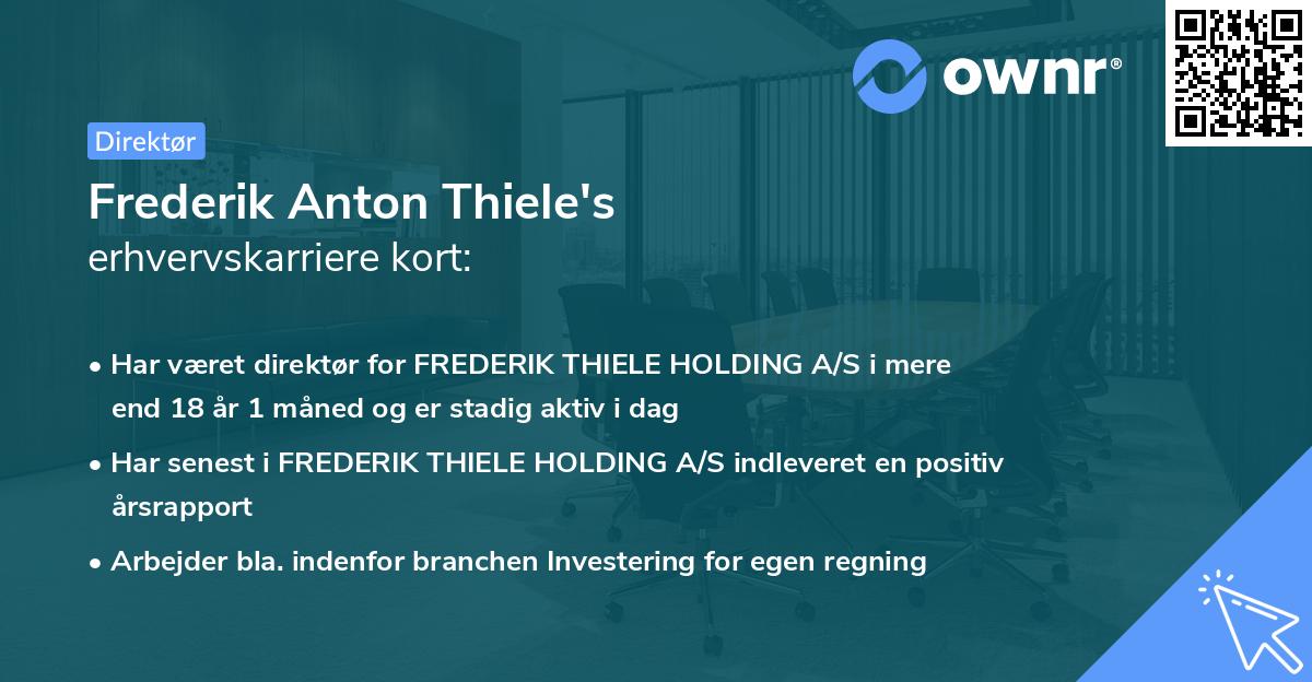 Frederik Anton Thiele's erhvervskarriere kort