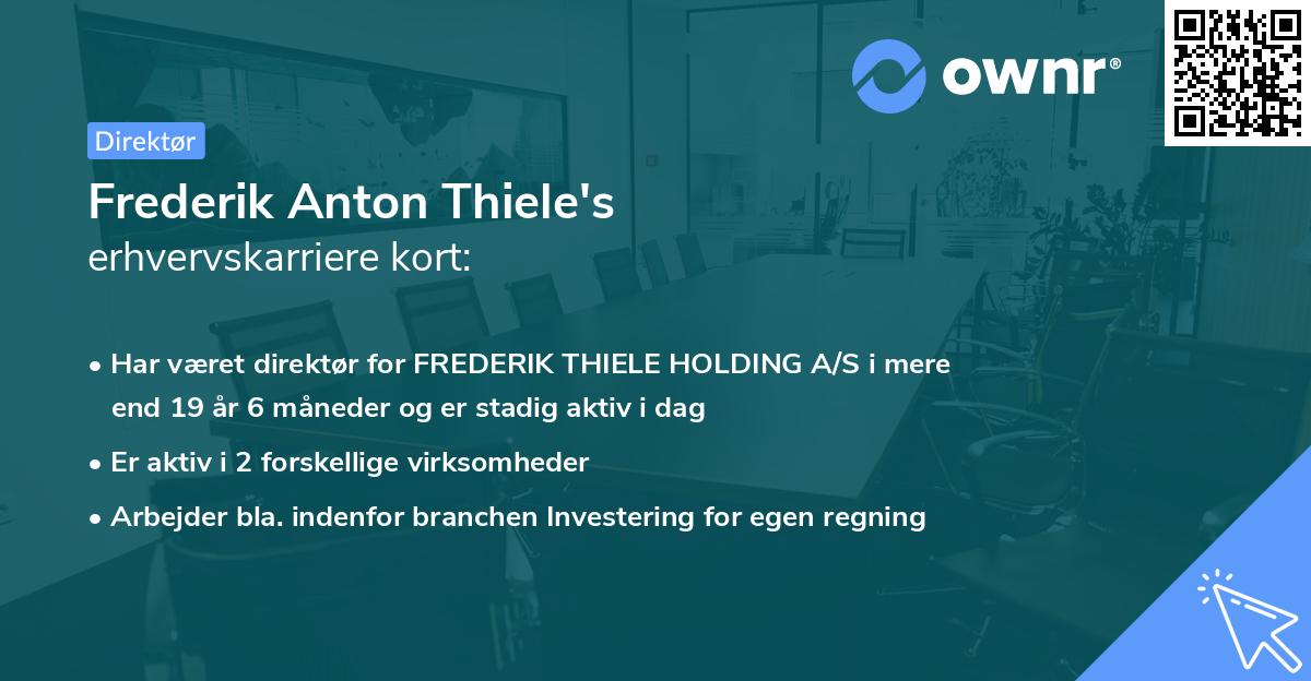 Frederik Anton Thiele's erhvervskarriere kort