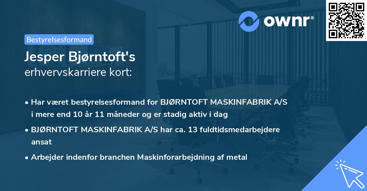 Jesper Bjørntoft's erhvervskarriere kort