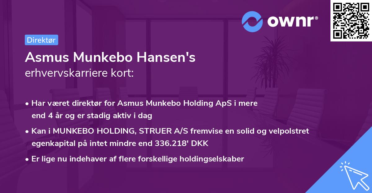 Asmus Munkebo Hansen's erhvervskarriere kort