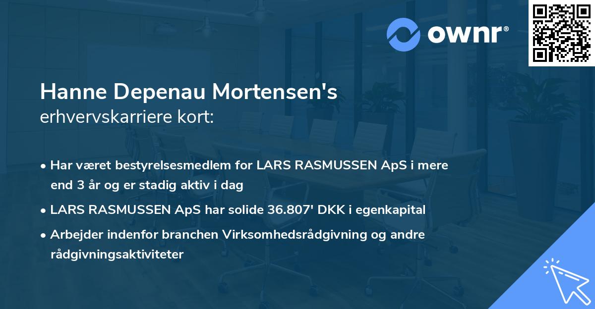 Hanne Depenau Mortensen's erhvervskarriere kort