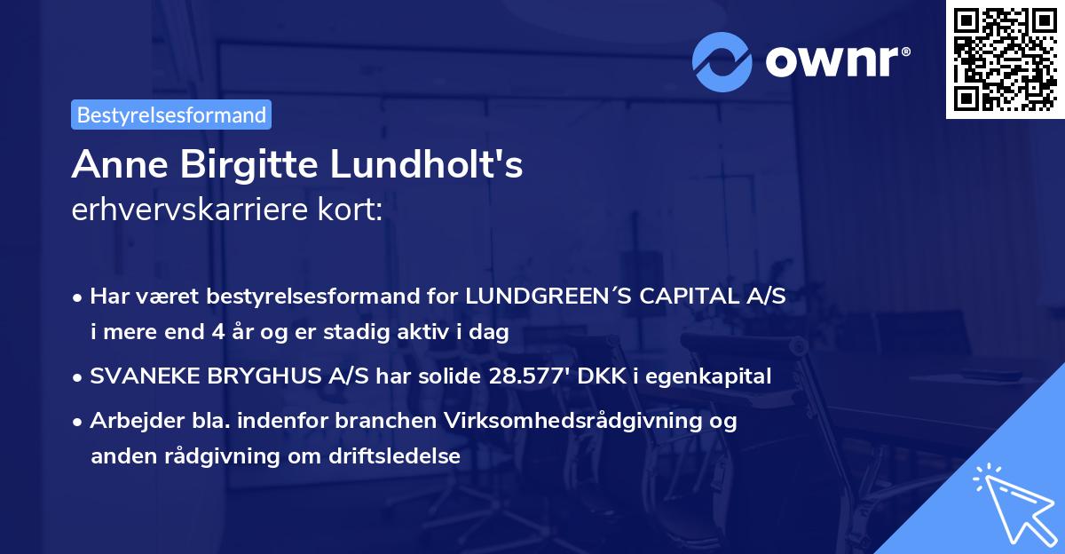 Anne Birgitte Lundholt's erhvervskarriere kort