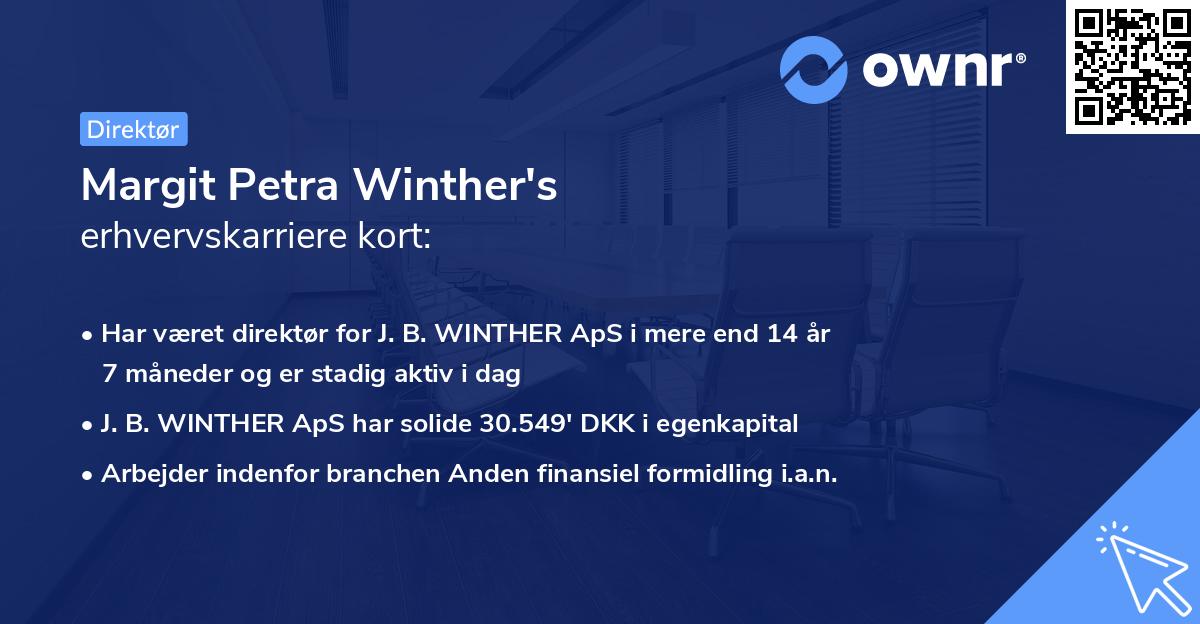 Margit Petra Winther's erhvervskarriere kort