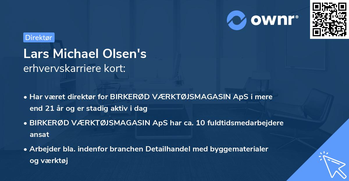 Lars Michael Olsen's erhvervskarriere kort