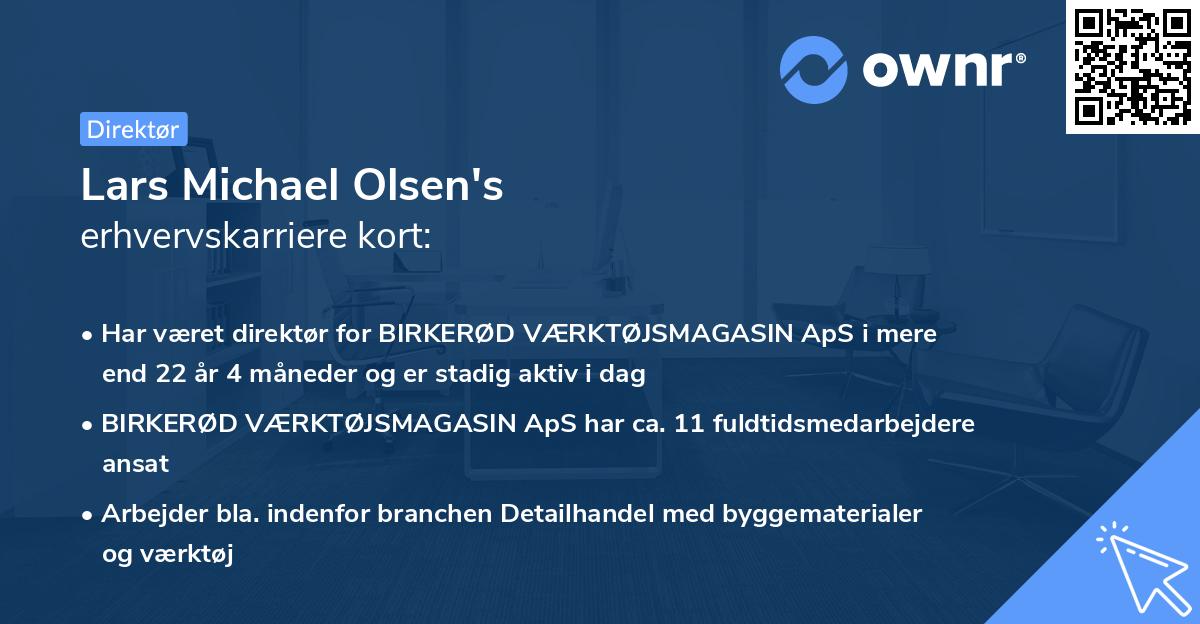 Lars Michael Olsen's erhvervskarriere kort