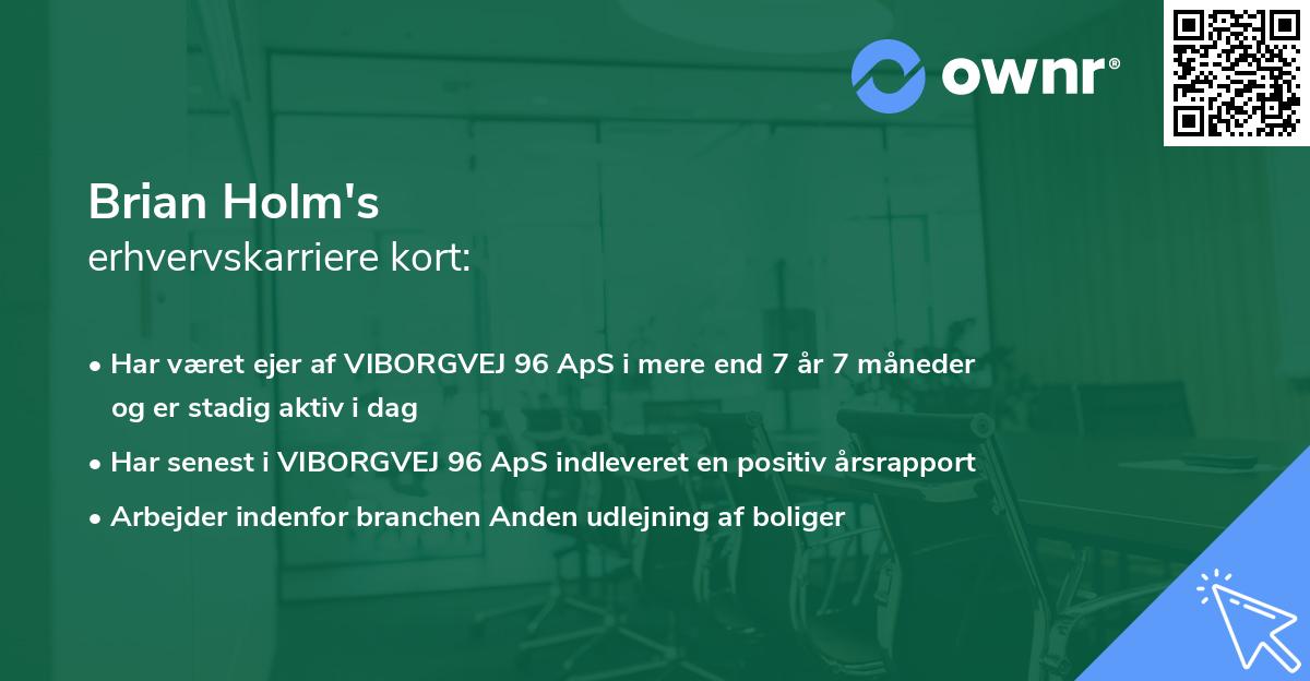 Brian Holm's erhvervskarriere kort