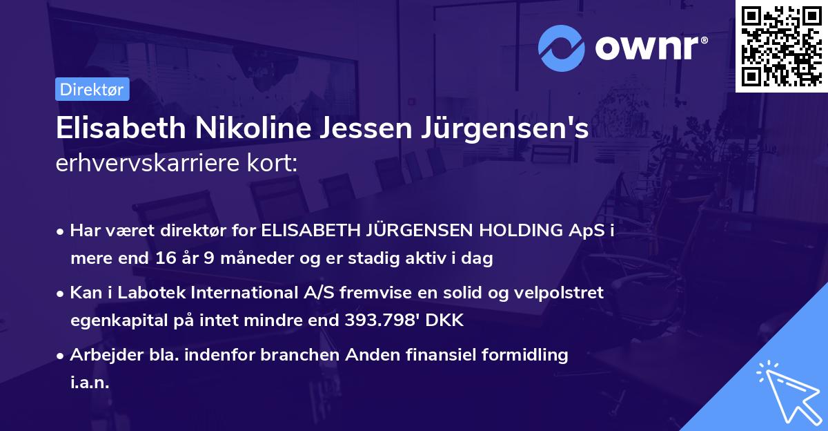 Elisabeth Nikoline Jessen Jürgensen's erhvervskarriere kort