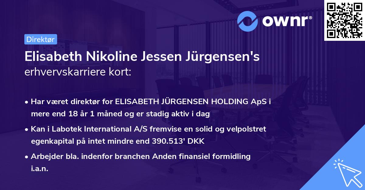 Elisabeth Nikoline Jessen Jürgensen's erhvervskarriere kort