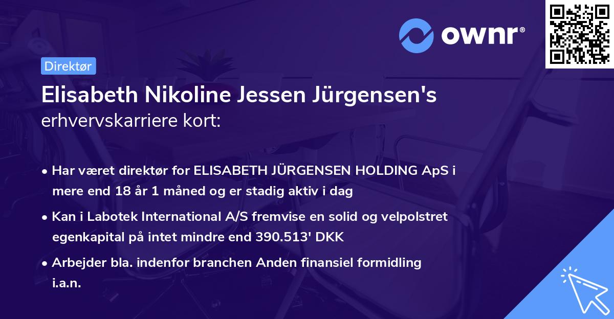 Elisabeth Nikoline Jessen Jürgensen's erhvervskarriere kort