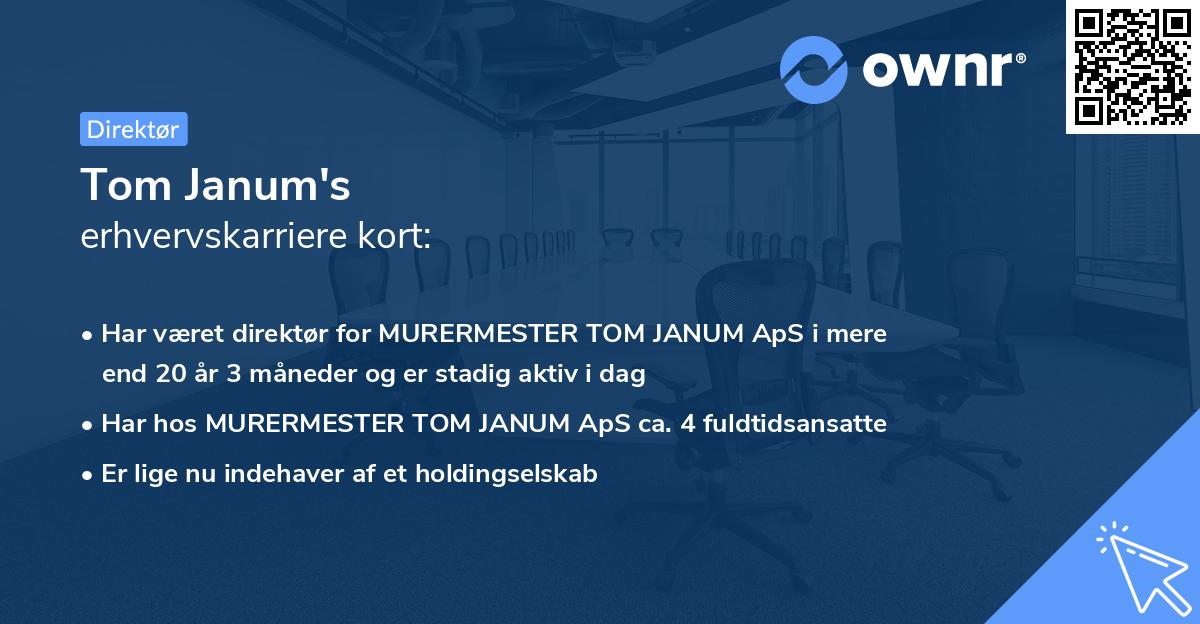 Tom Janum's erhvervskarriere kort